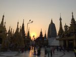 sunset at disneyland of pagodas