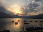 Sunset over lake Pokhara