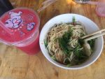 Watermelon shake and noodles