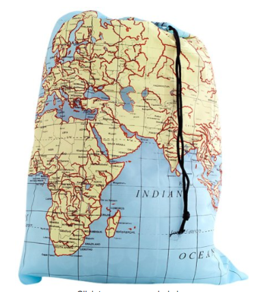 Kikkerland Travel-Size Laundry Bag, World Map