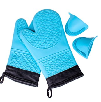 KEDSUM Professional Heat Resistant Silicone Extra Long Oven Mitts with Quilted Liner & Oven Mini Mitt